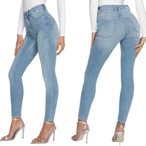 Good American Good Waist Skinny Jeans High Waist Stretchy Denim Blue Womens 27